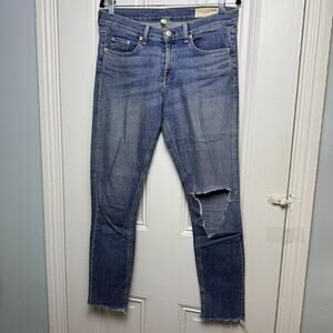 Rag & Bone Jeans Womens 29 Blue Denim Distressed Zip Fly Skinny Stretch Mid-Rise